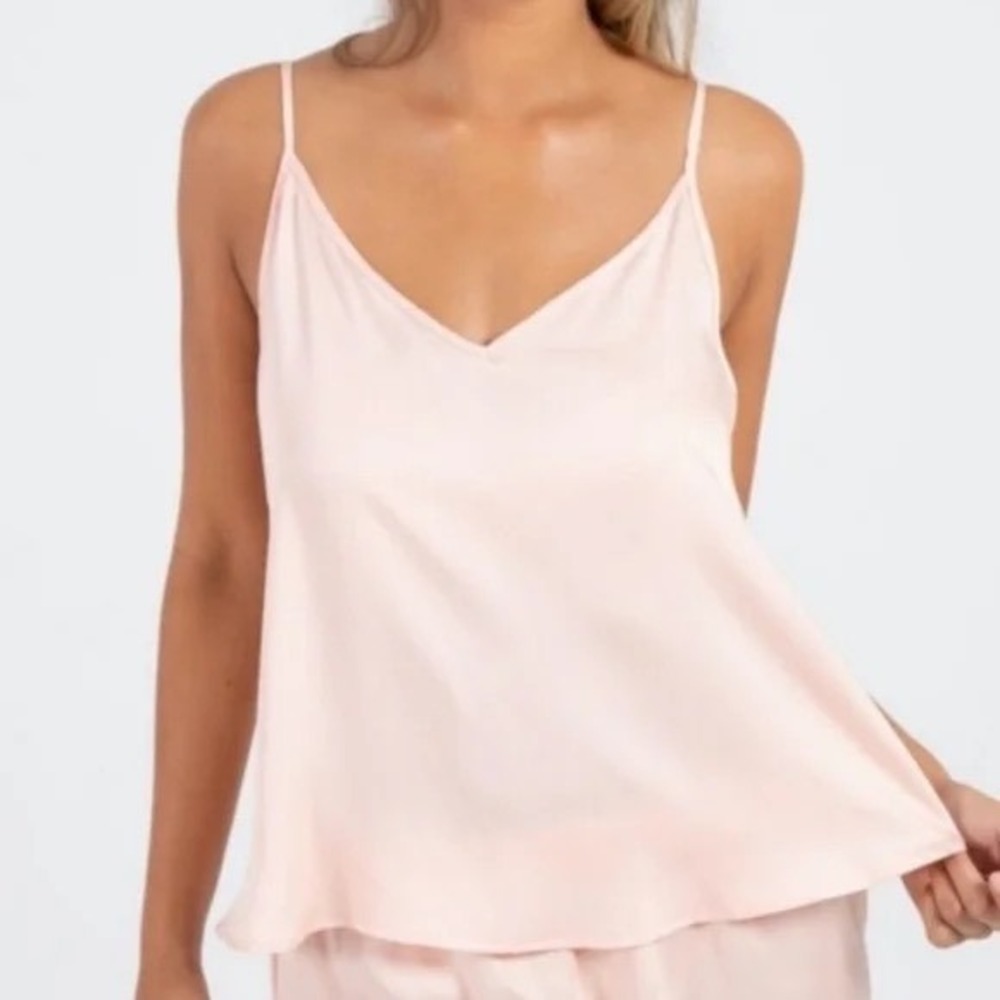 Ettitude Bamboo NEW Sateen Soft Silky Camisole PJ Top Rose Pink Size X-Small